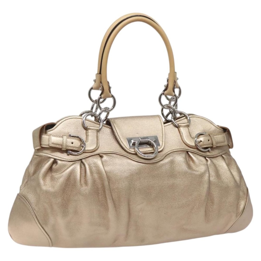 Marisa Gold Leather Satchel by Salvatore Ferragamo (1 of 18)
