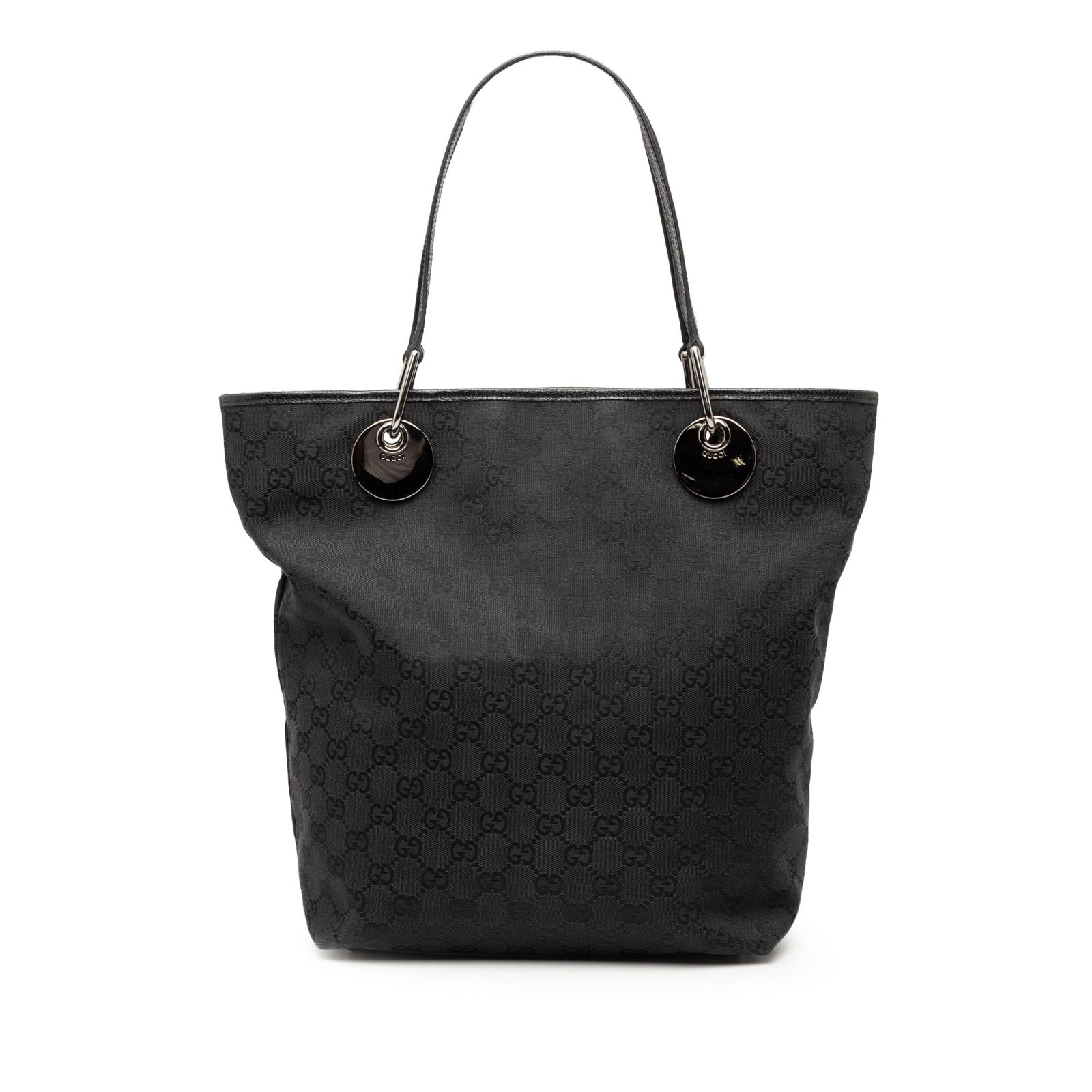 Gucci Eclipse Tote Bag in Black GG Canvas with Leather Trim (1 of 8)