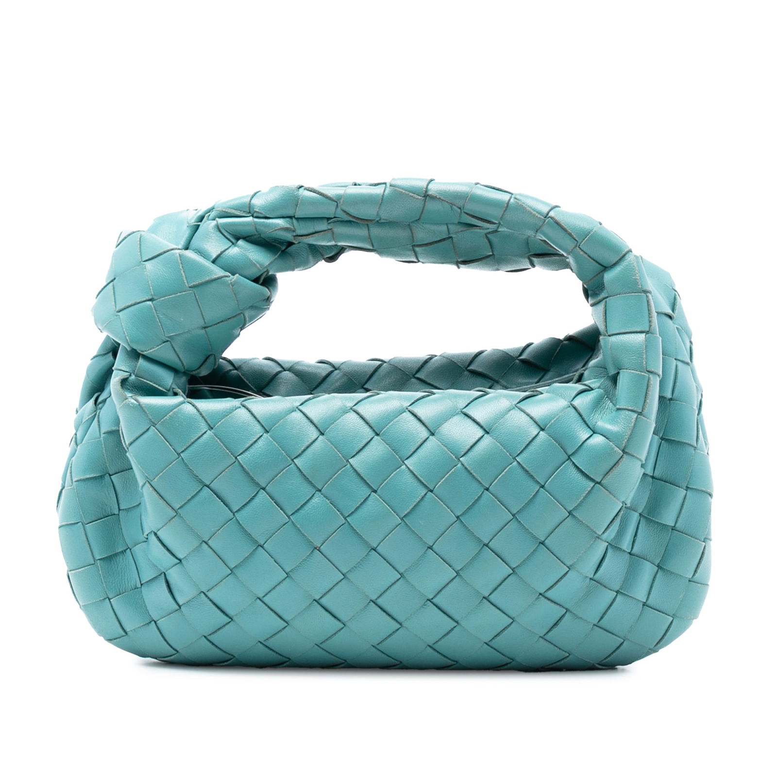 Mini Jodie Blue Leather Woven Shoulder Bag by Bottega Veneta (1 of 8)