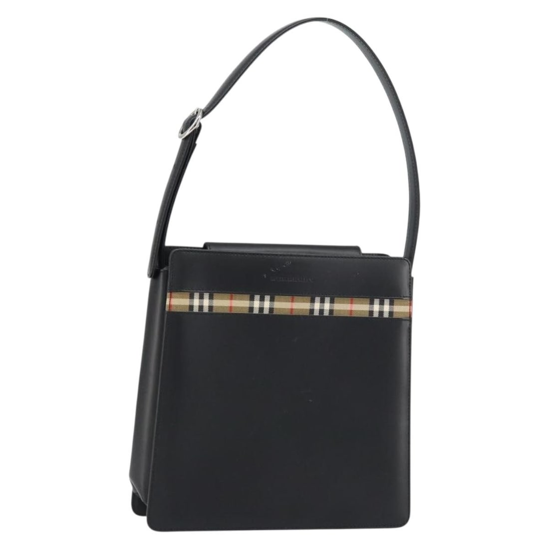 Black Leather Burberry Shoulder Bag with Silver Accents (1 of 18)