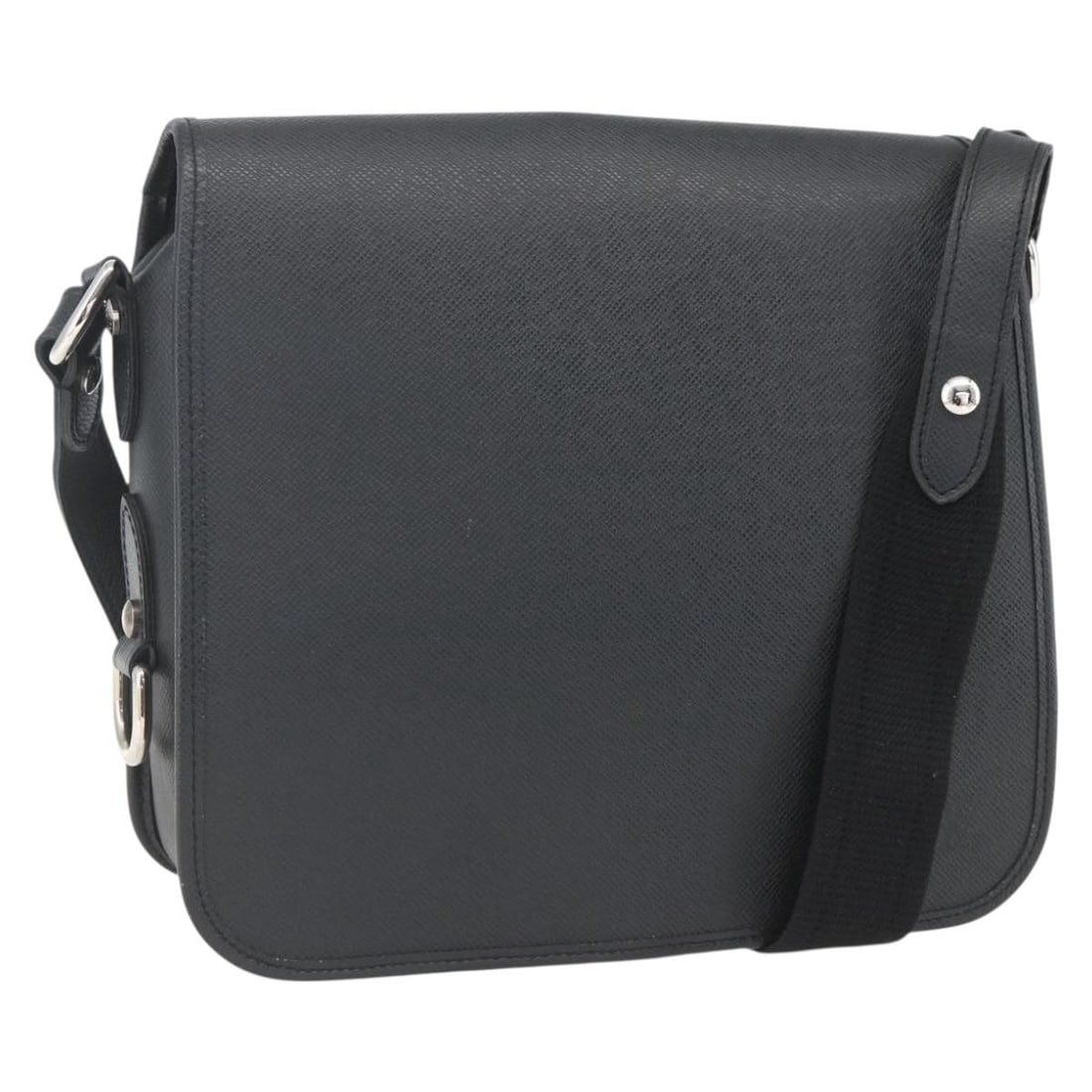 Louis Vuitton Andrei Black Taiga Leather Messenger Bag: Louis Vuitton Andrei Black Taiga Leather Messenger Bag The Louis Vuitton Andrei Messenger Bag is crafted from black Taiga leather, designed for women. Featuring a compact silhouette with dimensions of