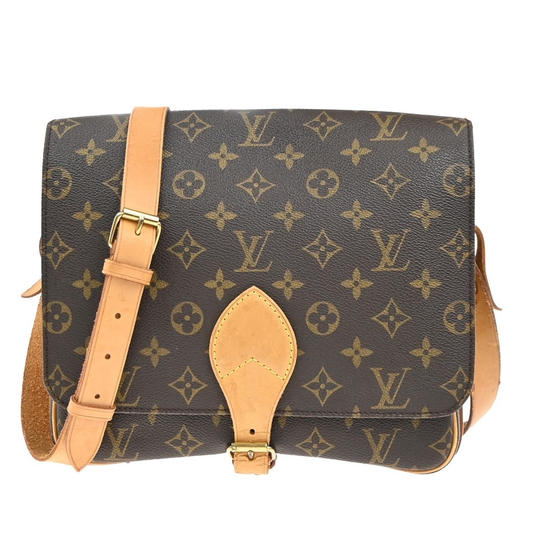 Louis Vuitton Monogram Canvas Cartouchiere Brown Handbag: Louis Vuitton Monogram Canvas Cartouchiere Brown Handbag This Louis Vuitton Cartouchiere handbag is crafted from signature brown monogram canvas, designed for women. It features a compact silhouette w