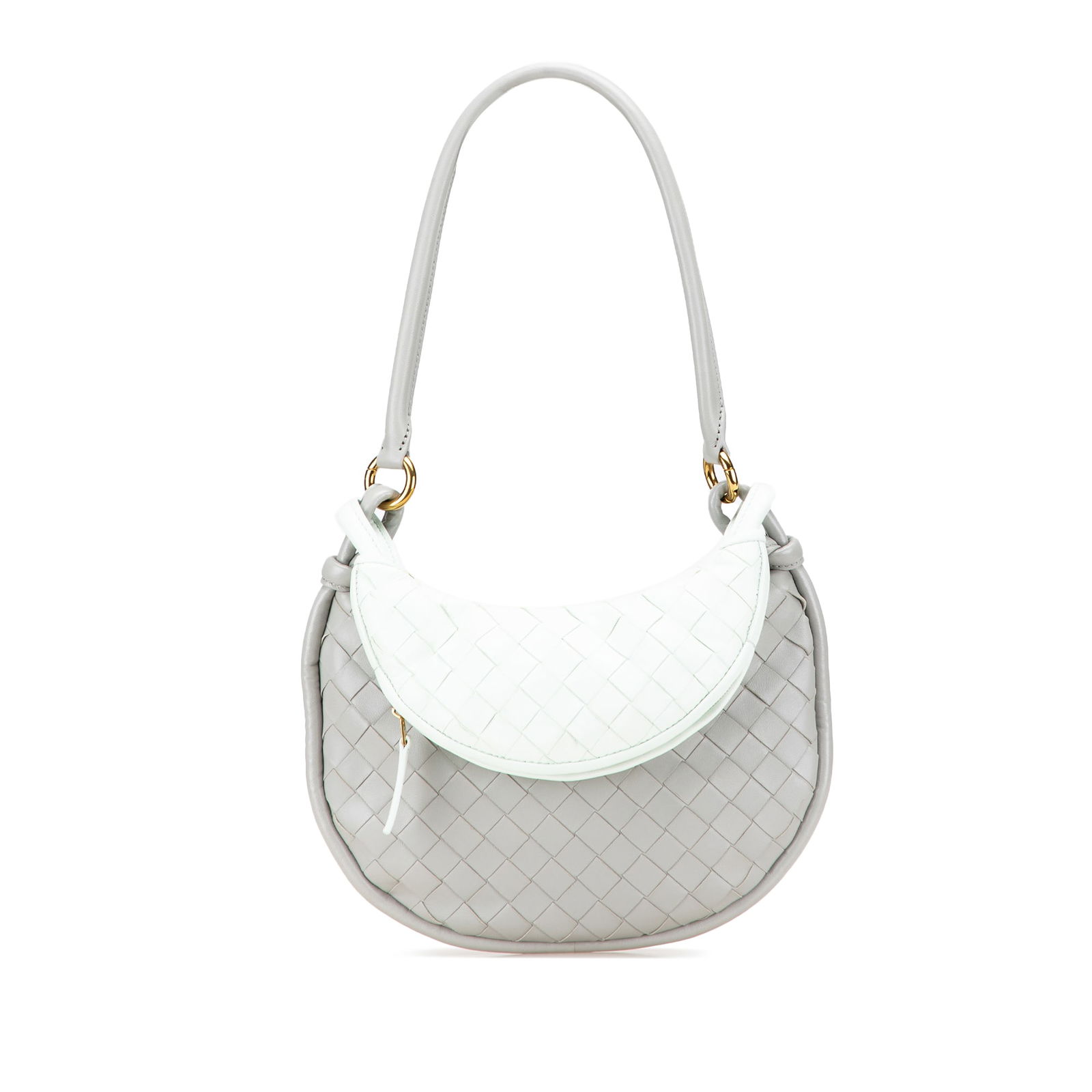 Bottega Veneta Small Gray Intrecciato Lambskin Gemelli Bag (1 of 11)