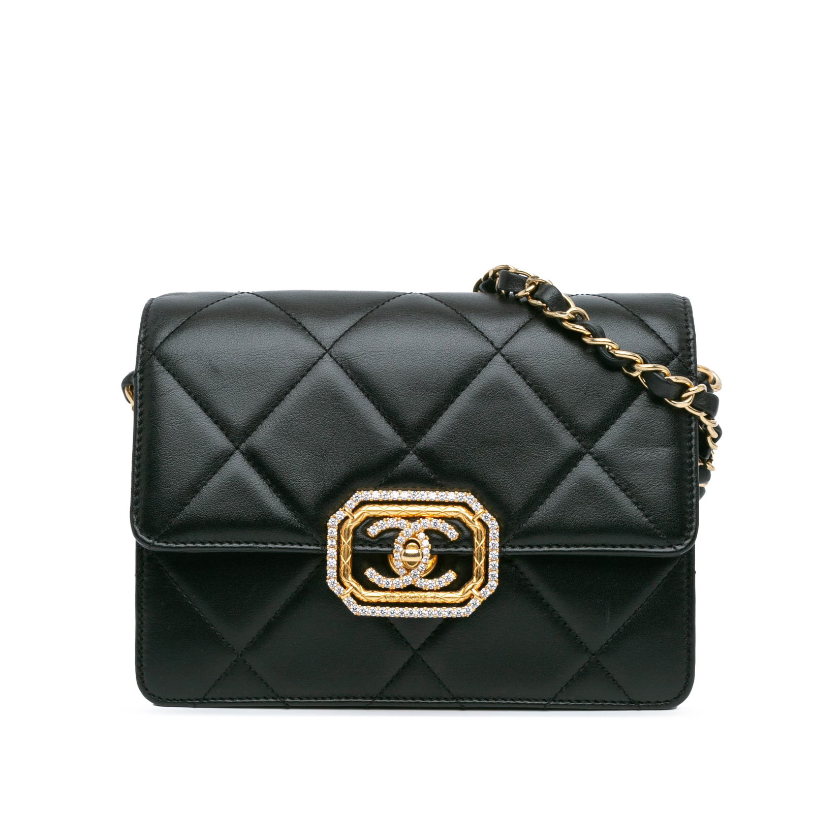 Chanel Quilted Lambskin Crossbody Bag with Octagonal Buckle: Chanel Quilted Lambskin Crossbody Bag with Octagonal Buckle Elevate your accessory collection with this Chanel Quilted Lambskin Octagonal Buckle Crossbody. Crafted from luxurious lambskin leather, thi