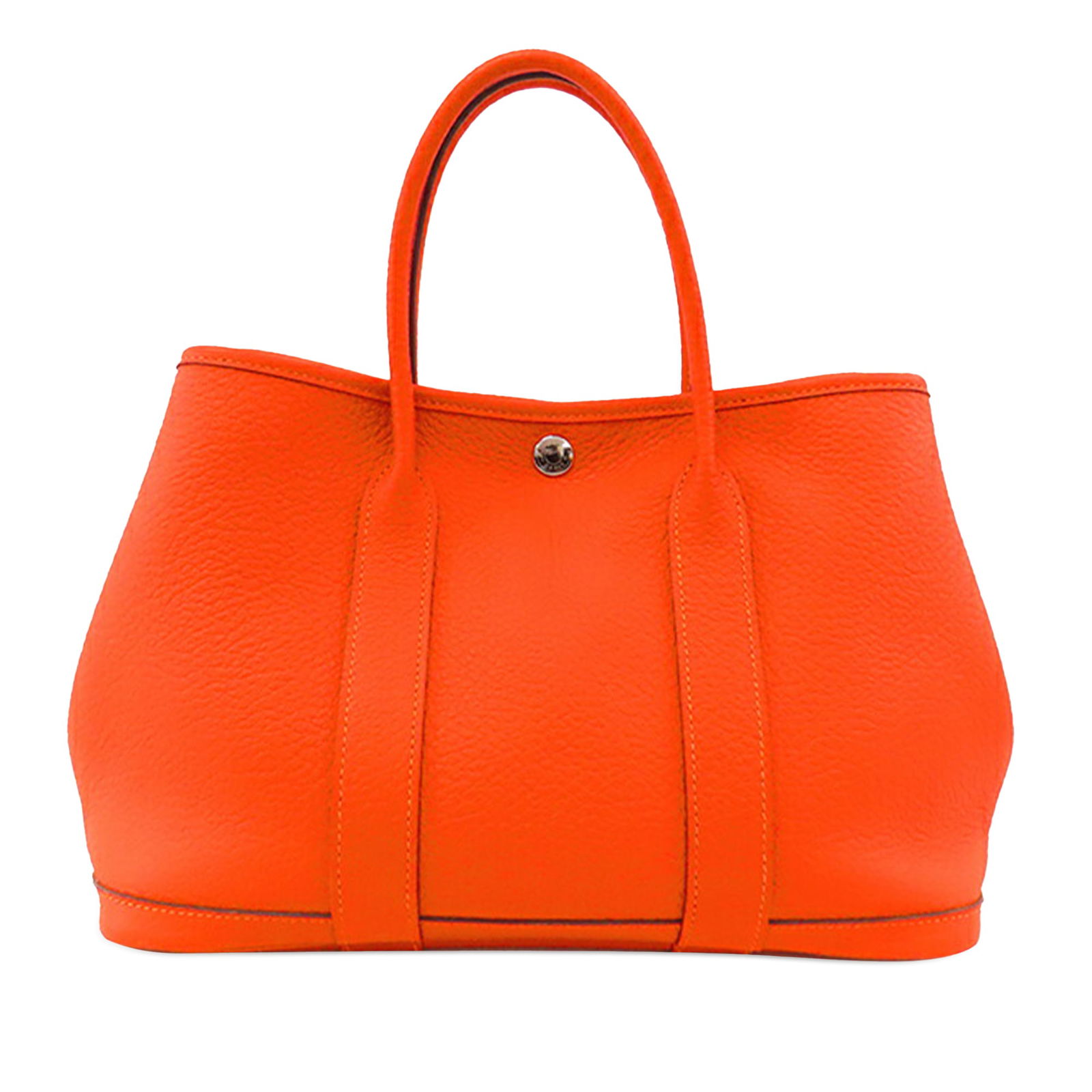 Hermes Negonda Garden Party 30 Capucine Leather Bag: Hermes Negonda Garden Party 30 Capucine Leather Bag The Hermes Negonda Garden Party 30 is a stylish bag crafted from luxurious Negonda leather in a vibrant Capucine color. It features rolled leather h