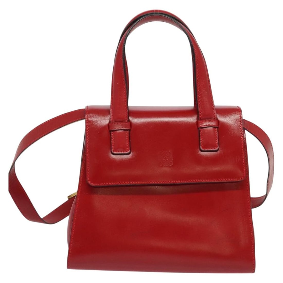 Red Loewe Anagram Leather Shoulder Bag 20cm: Red Loewe Anagram Leather Shoulder Bag 20cm This Loewe Anagram handbag is crafted from red leather and designed for women. The bag features surface rubbing, scratches, slight shape loss, stains, color