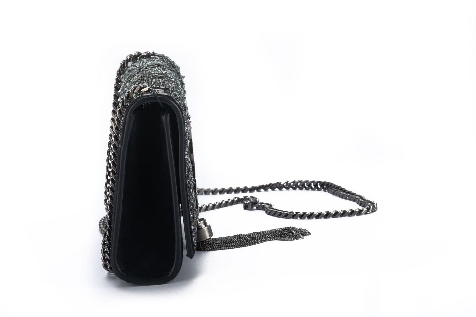 Yves Saint Laurent Black Suede Beaded Crossbody Bag - 3