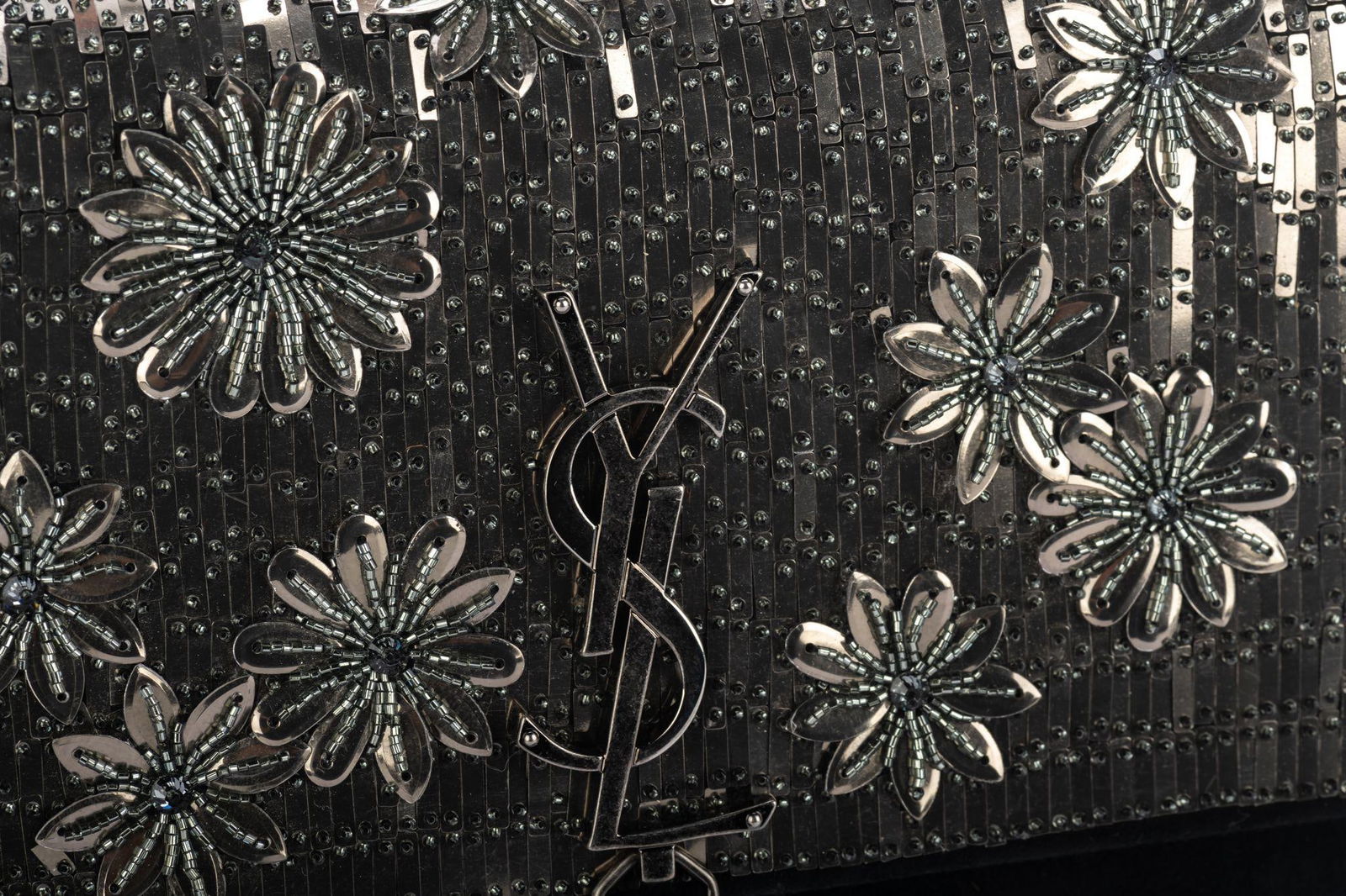 Yves Saint Laurent Black Suede Beaded Crossbody Bag - 6