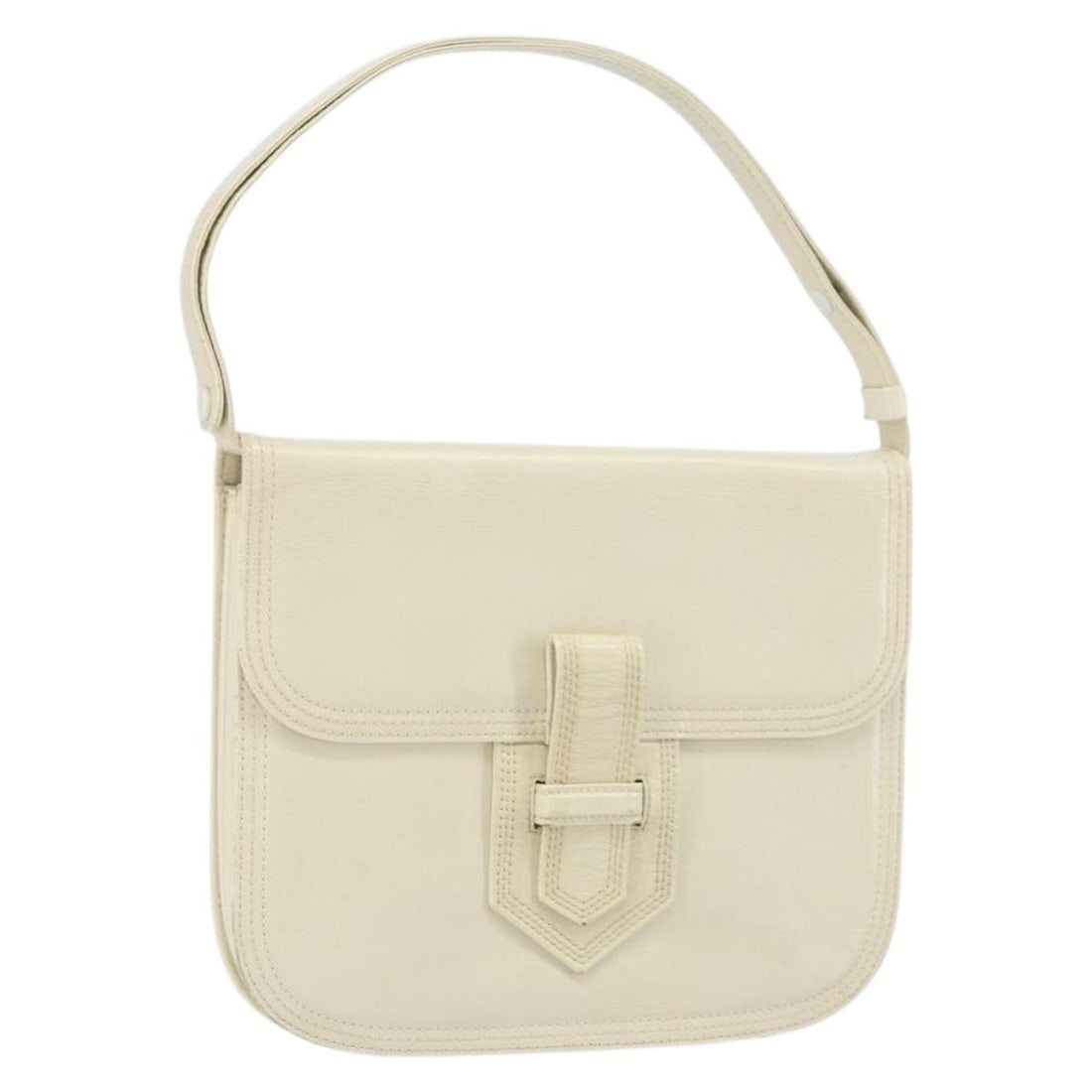 Saint Laurent Leather Shoulder Bag White Vintage Style: Saint Laurent Leather Shoulder Bag White Vintage Style This Saint Laurent vintage shoulder bag for women features white leather construction and a compact design. It shows signs of previous use includ