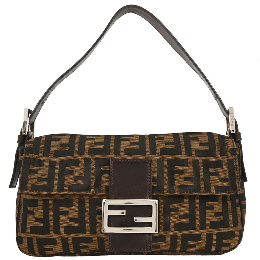 Fendi Brown Zucca Baguette Handbag 222826424.099 Silver Hardware: Fendi Brown Zucca Baguette Handbag 222826424.099 Silver Hardware Elevate your style with this Fendi Brown Zucca Baguette Handbag, a perfect blend of luxury and functionality. Crafted from durable