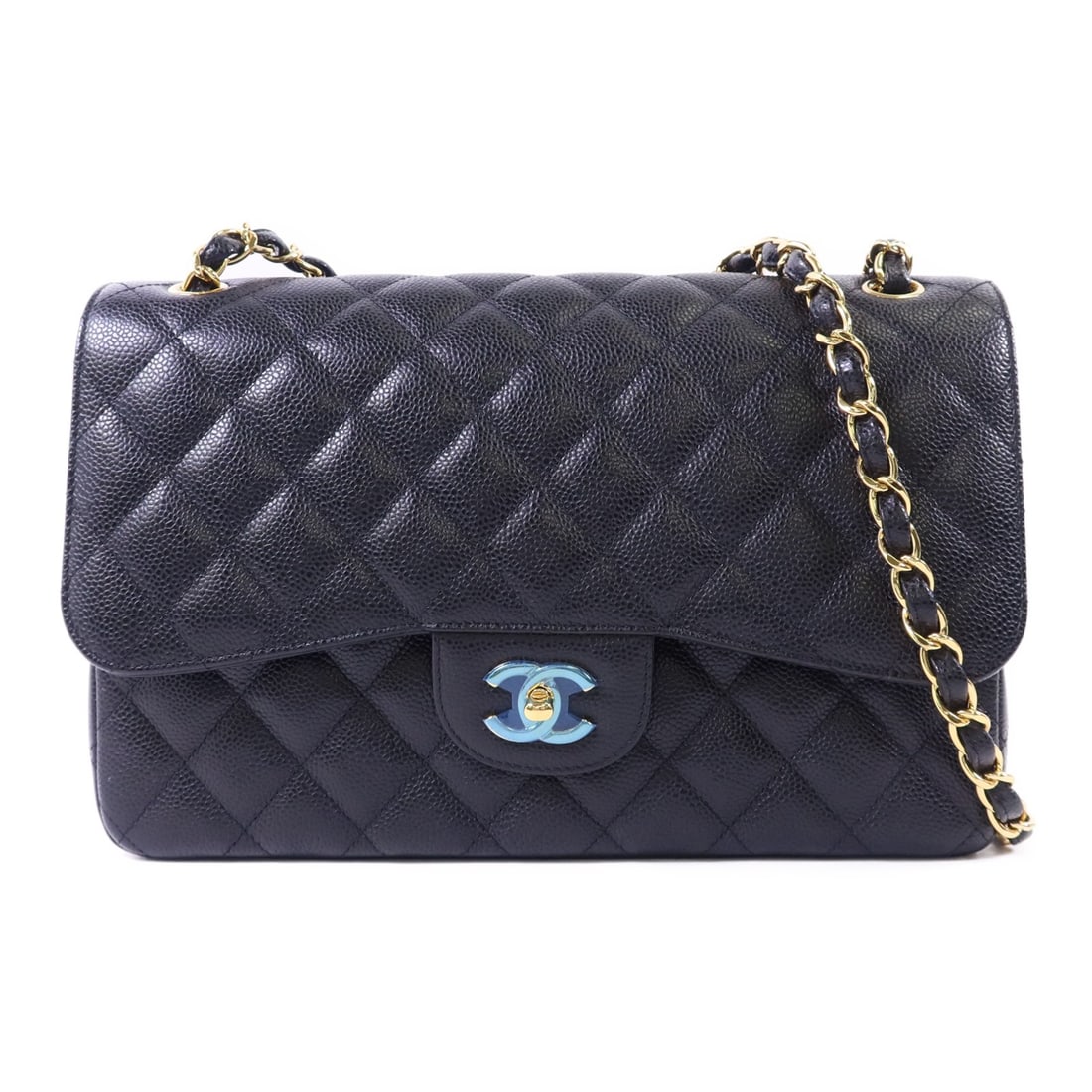 Chanel Classic Large Black Calfskin Leather Shoulder Bag with CC and Gold Hardware: Chanel Classic Large Black Calfskin Leather Shoulder Bag with CC and Gold Hardware This CHANEL Large Classic Shoulder Bag is crafted from luxurious black calfskin leather and features the iconic CC