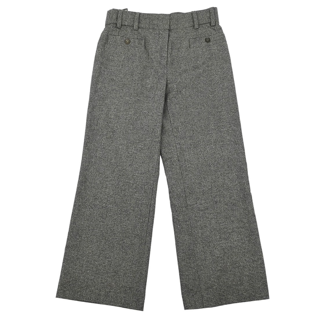 Chanel Vintage Gray Long Pants 05A Size 38: Chanel Vintage Gray Long Pants 05A Size 38 Elevate your casual wardrobe with these vintage Chanel long pants in a sophisticated gray hue. Crafted from a luxurious blend of 57% wool, 30% angora, 10% ca