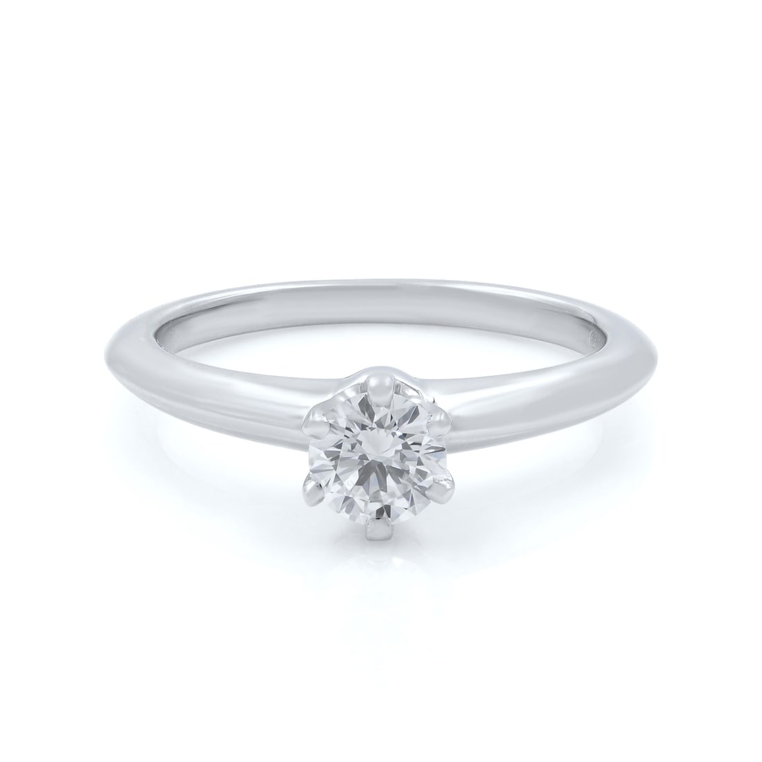 Tiffany & Co Round Cut Diamond Engagement Ring Platinum 0.30Ctw Size 4 (1 of 5)