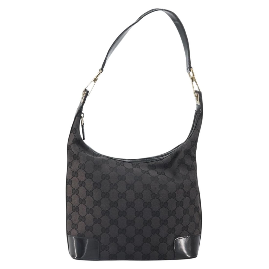 Gucci Vintage GG Canvas Black Hobo Bag with Clasp Handle (1 of 18)
