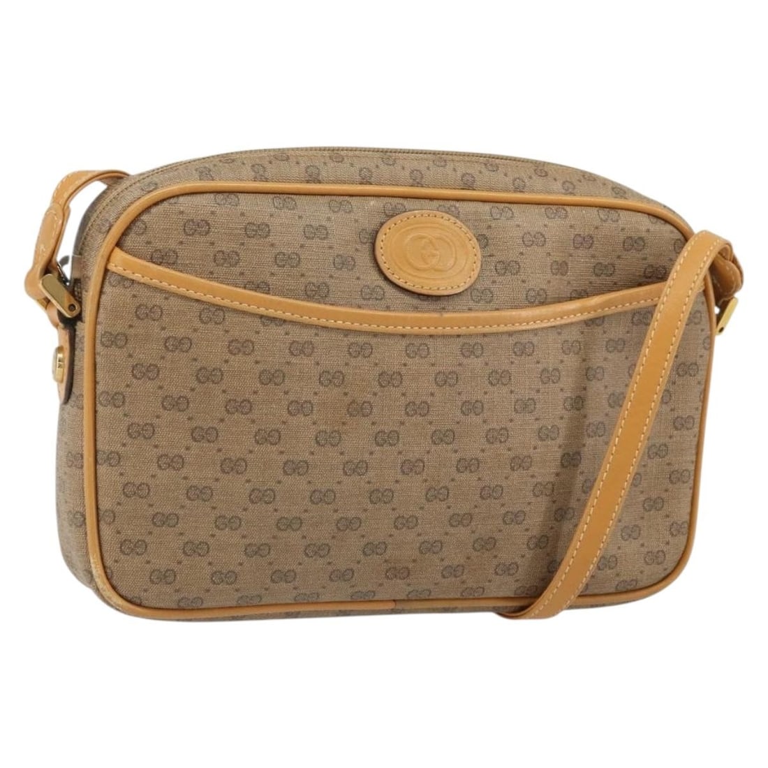 Beige Micro GG Supreme PVC Shoulder Bag by Gucci 007 113 1943: Beige Micro GG Supreme PVC Shoulder Bag by Gucci 007 113 1943 This is a Gucci Micro GG Supreme shoulder bag crafted from beige and gold PVC leather with micro small GG canvas detailing. The bag featur