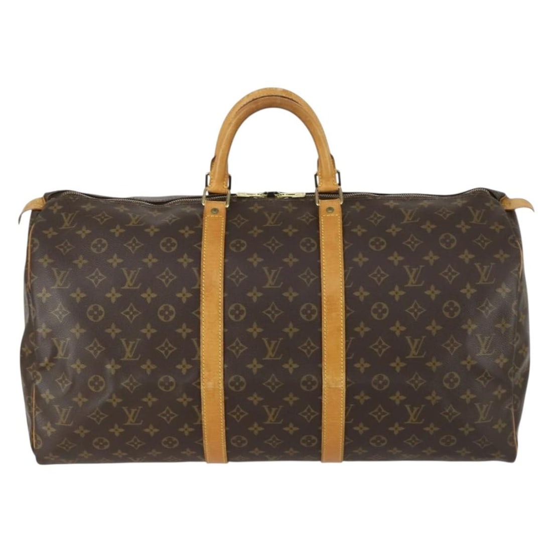 Louis Vuitton Keepall Monogram Brown Canvas Travel Bag 55cm: Louis Vuitton Keepall Monogram Brown Canvas Travel Bag 55cm This Louis Vuitton Keepall Bag features the iconic Monogram Canvas design and is suitable for unisex use. The bag is brown and crafted from