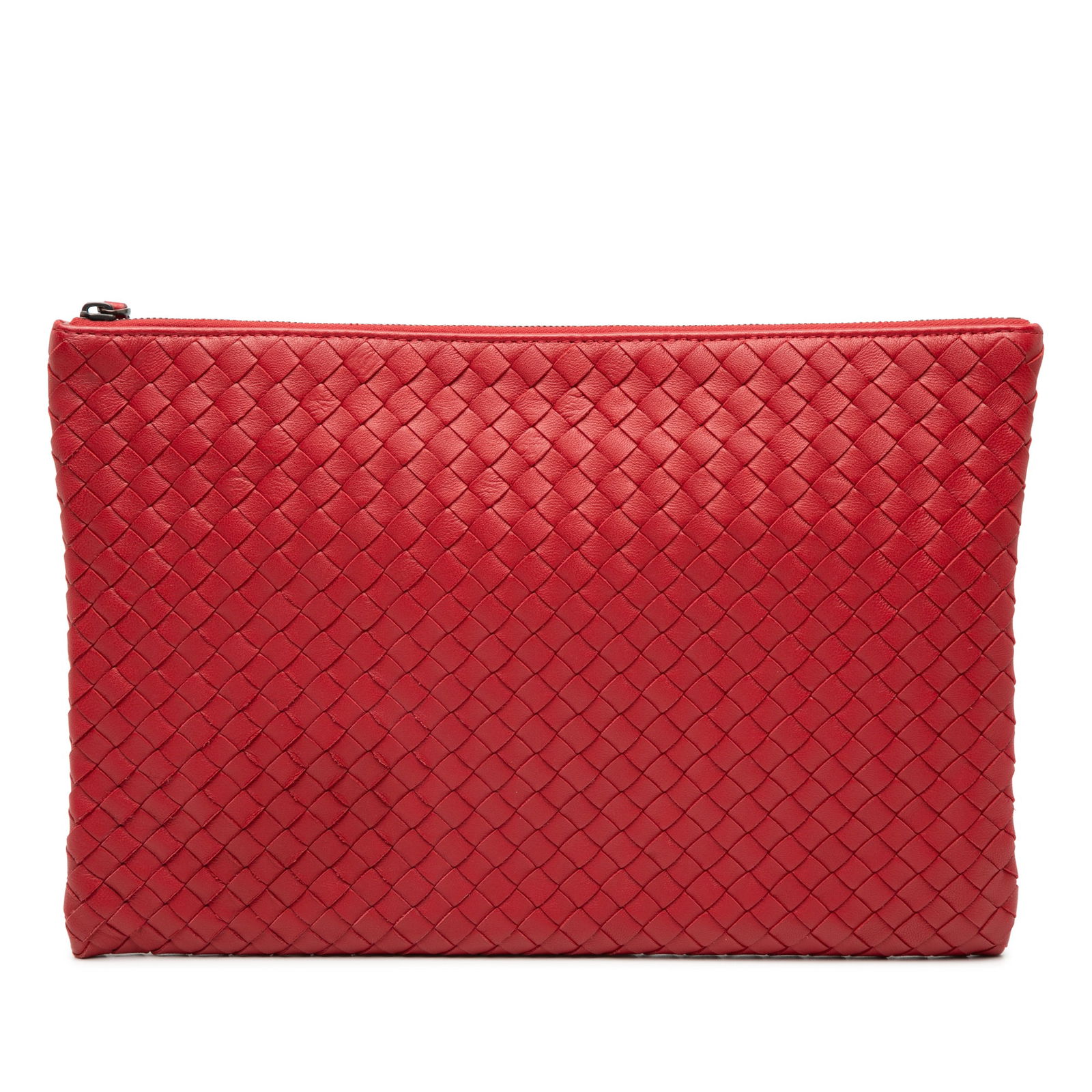 Red Intrecciato Nappa Leather Clutch Bag by Bottega Veneta (1 of 7)