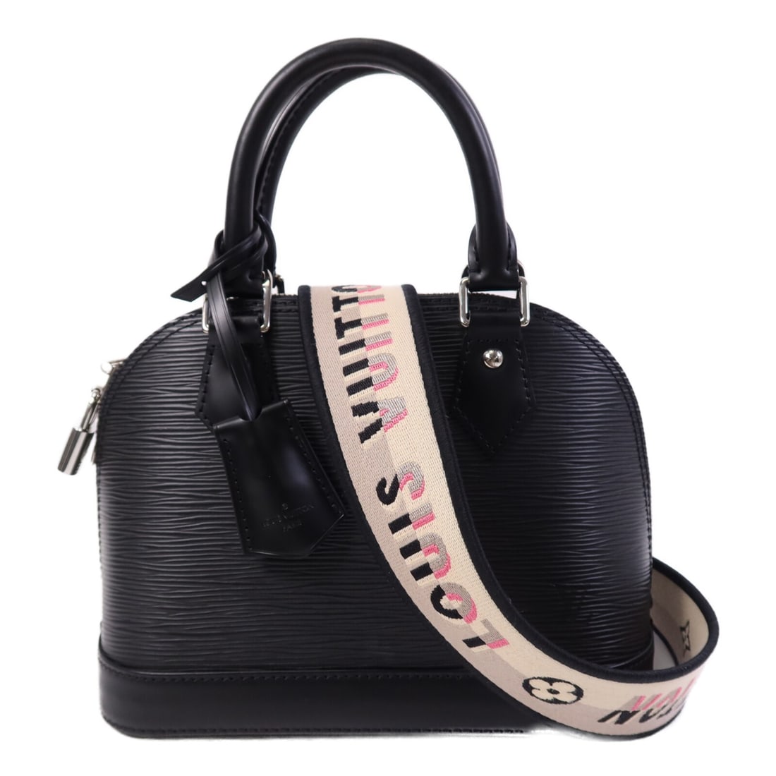 LOUIS VUITTON Alma BB Epi Black 2 Way Shoulder Bag M59217: LOUIS VUITTON Alma BB Epi Black 2 Way Shoulder Bag M59217 This elegant Louis Vuitton Alma BB 2 Way Shoulder Bag is designed for versatility and style. Crafted from premium calfskin (cowhide) in a clas