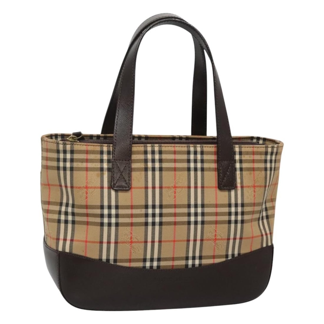 Burberry Nova Check Canvas Beige Handbag 25cm x 19cm x 10cm: Burberry Nova Check Canvas Beige Handbag 25cm x 19cm x 10cm This pre-owned Burberry Nova Handbag features the iconic check pattern in beige canvas, designed for women. The bag shows signs of use, incl