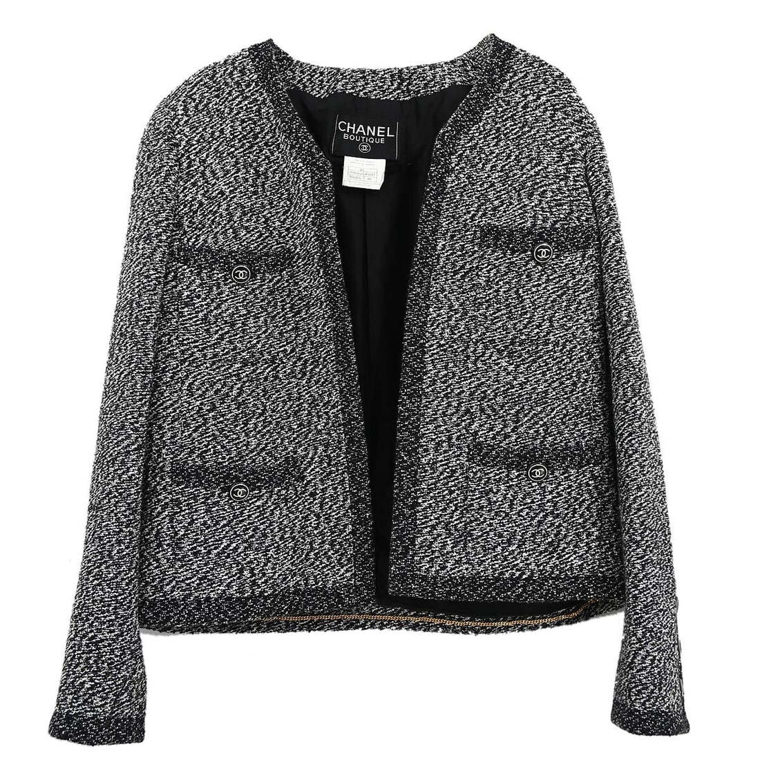 Vintage Chanel Black Collarless Jacket 97C #40 (1 of 10)