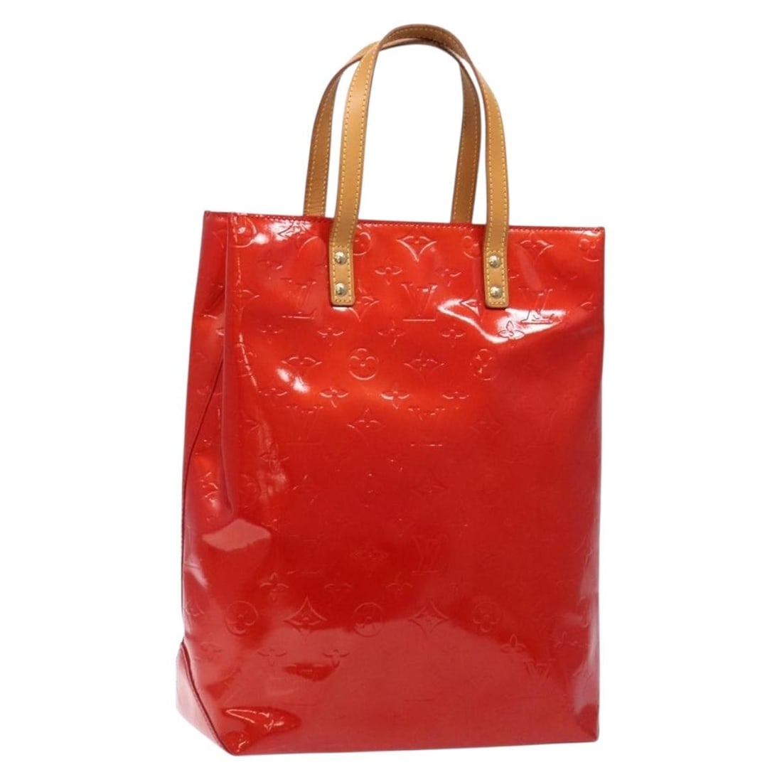 LOUIS VUITTON Monogram Vernis Reade MM Hand Bag Red Patent Leather M91086 (1 of 18)