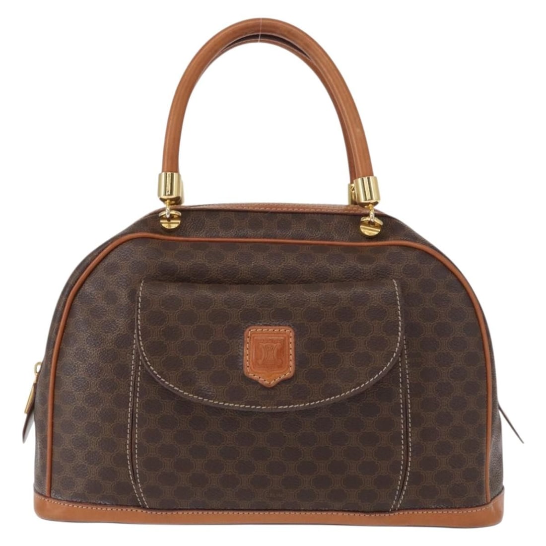 Celine Vintage Macadam Brown Canvas Leather Tote 32cm by 20cm by 12cm: Celine Vintage Macadam Brown Canvas Leather Tote 32cm by 20cm by 12cm This pre-owned Celine Vintage Macadam handbag features a brown canvas body with leather accents. Designed for women, the handbag m