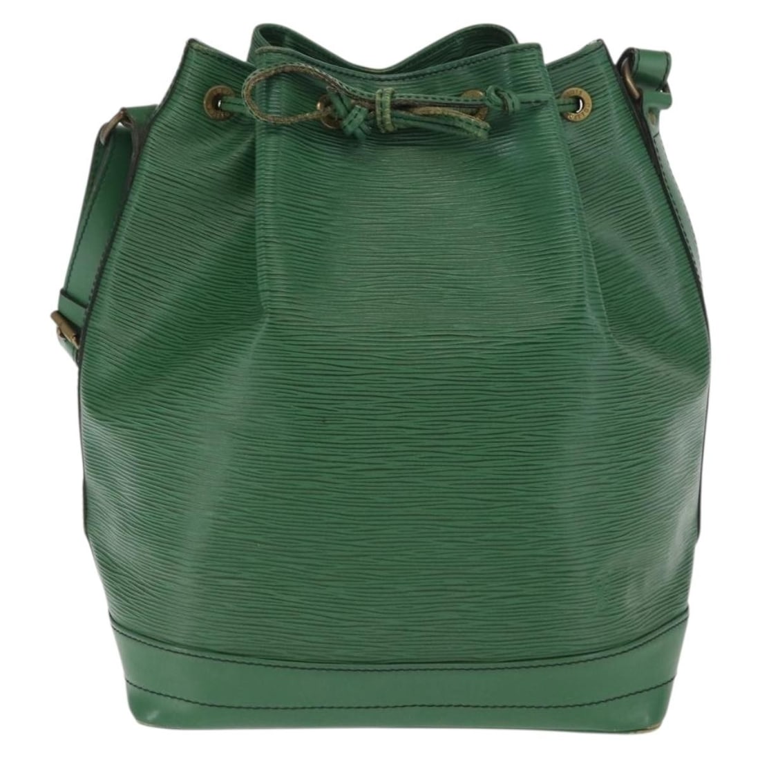 Noe Bucket Bag Green Epi Leather by Louis Vuitton: Noe Bucket Bag Green Epi Leather by Louis Vuitton This Louis Vuitton Noe handbag is crafted from green Epi leather and designed for women. The bag features a spacious interior and an adjustable should