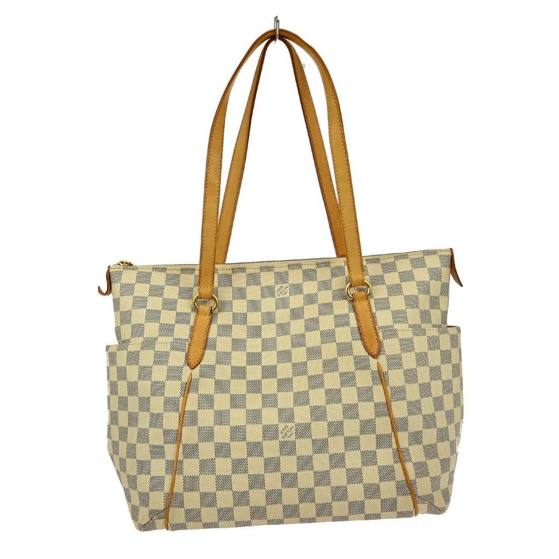 Totally MM Shoulder Tote in Damier Azur Canvas by Louis Vuitton N41279: Totally MM Shoulder Tote in Damier Azur Canvas by Louis Vuitton N41279 This Louis Vuitton Totally MM shoulder bag features the iconic Damier Azur canvas in a large tote design. It is accented with the
