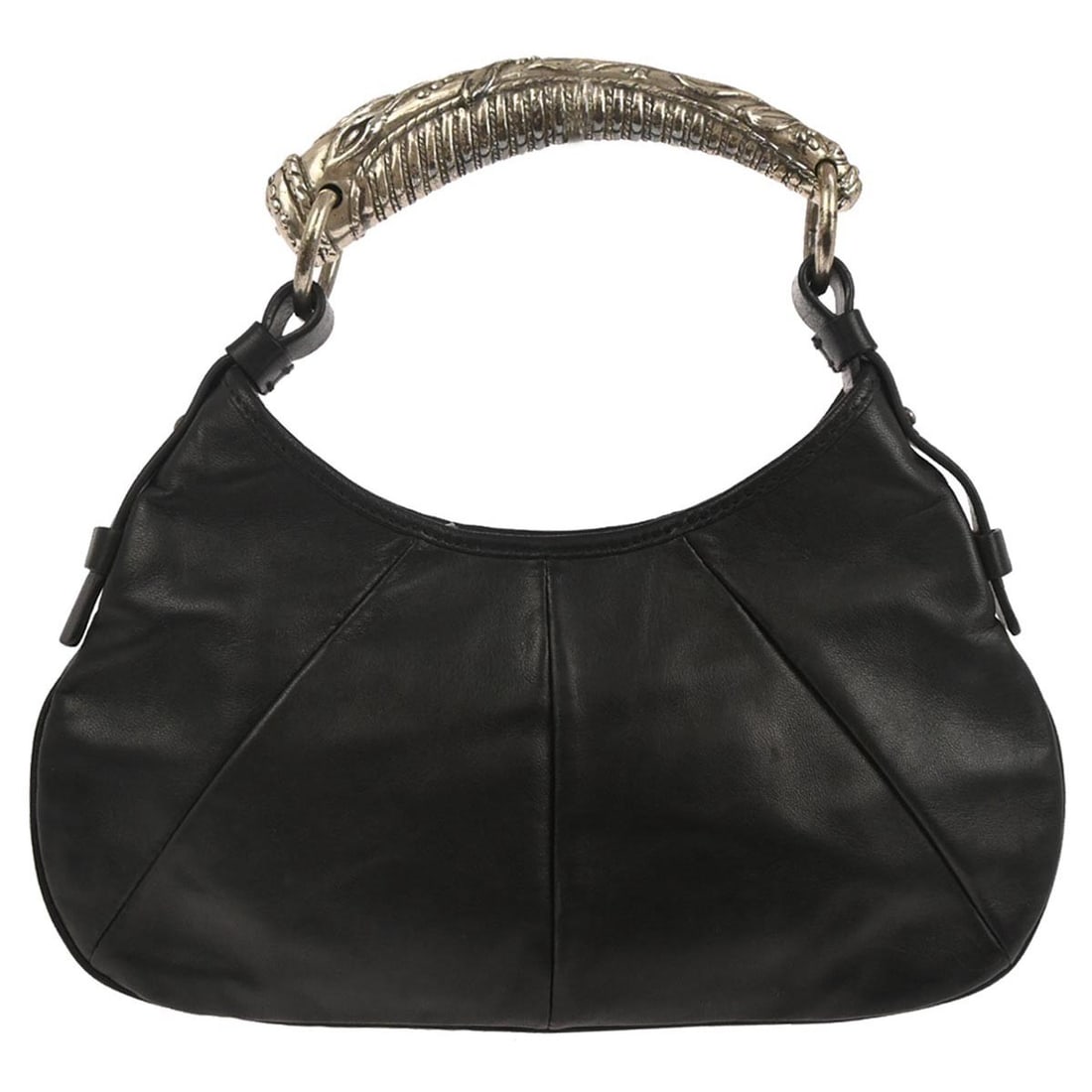 Saint Laurent Mombasa Small Black Leather Hobo Bag with Logo Accent (1 of 10)