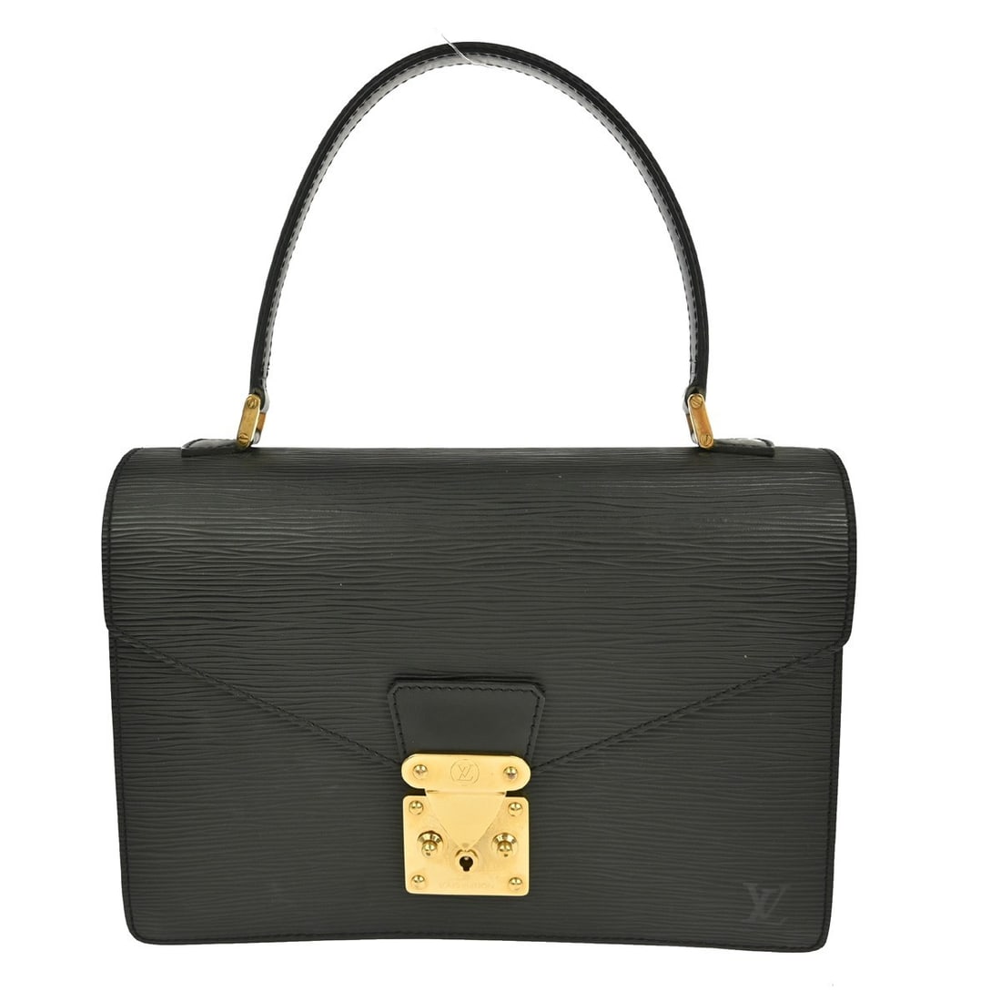 Louis Vuitton Concorde Epi Black Leather Top Handle Handbag M52132: Louis Vuitton Concorde Epi Black Leather Top Handle Handbag M52132 This Louis Vuitton Epi Concorde M52132 is a vintage medium-sized top handle bag crafted from monogram canvas leather with a signature