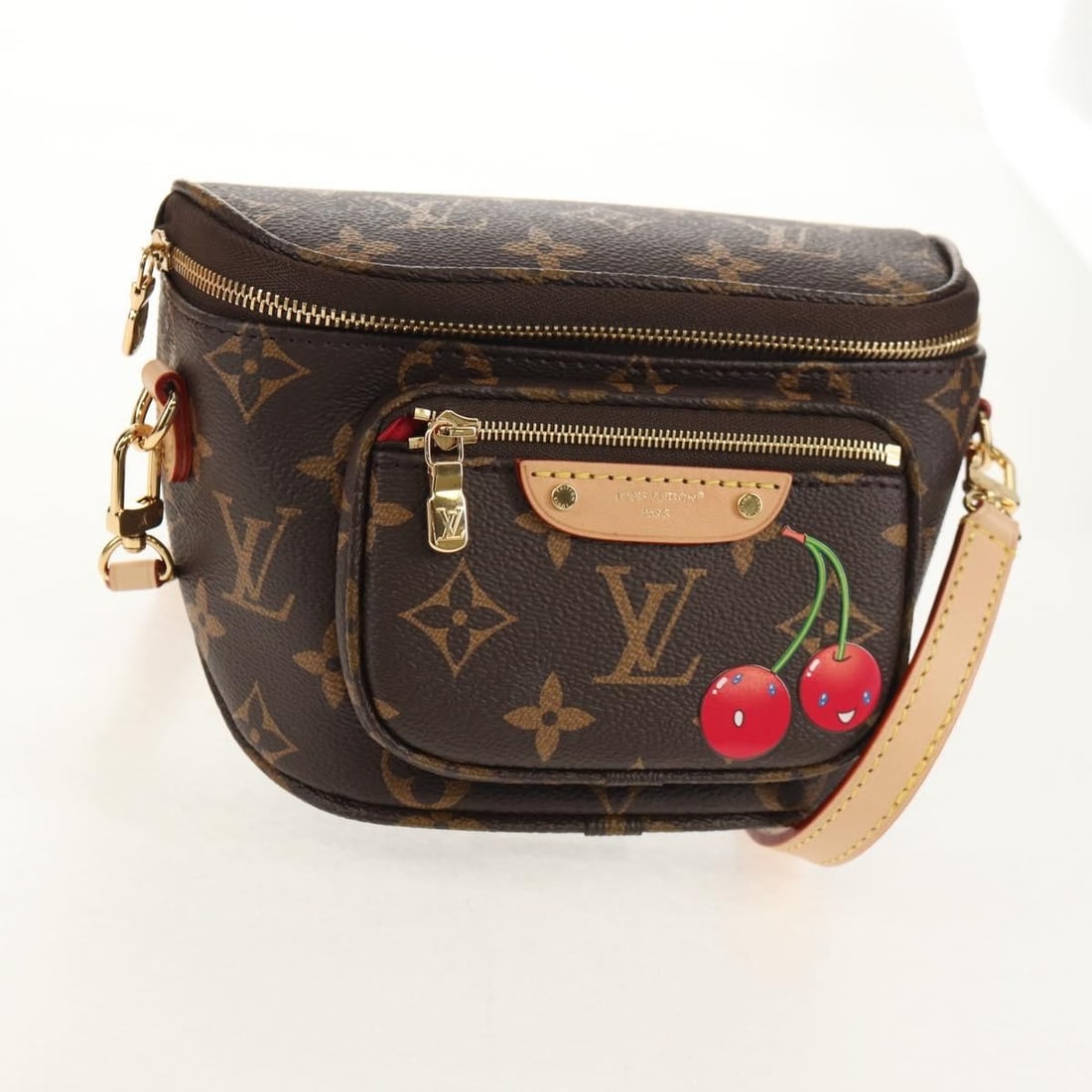 LOUIS VUITTON Monogram Cherry Blossom Shoulder Bag M13449 Auth Italy: LOUIS VUITTON Monogram Cherry Blossom Shoulder Bag M13449 Auth Italy This exquisite Louis Vuitton Monogram Cherry Shoulder Bag is a stunning accessory crafted in Italy from durable Monogram Cherry Blo