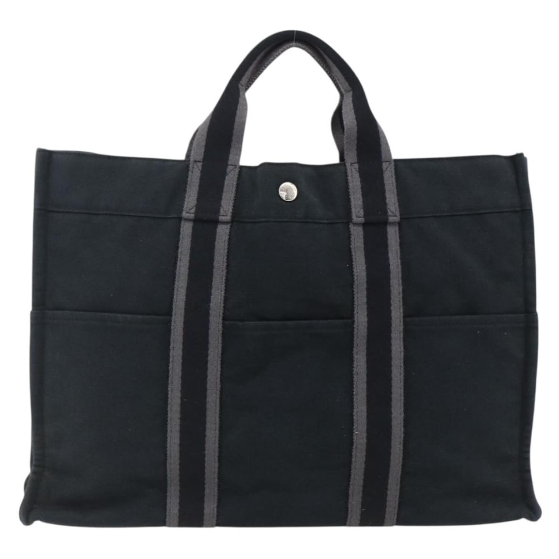 Canvas Tote Bag Hermes Fourre Tout Black 42cm by 30cm by 10cm: Canvas Tote Bag Hermes Fourre Tout Black 42cm by 30cm by 10cm This Hermes Fourre Tout Tote is crafted from black canvas and designed for women. It features a spacious interior with an inside pocket. T