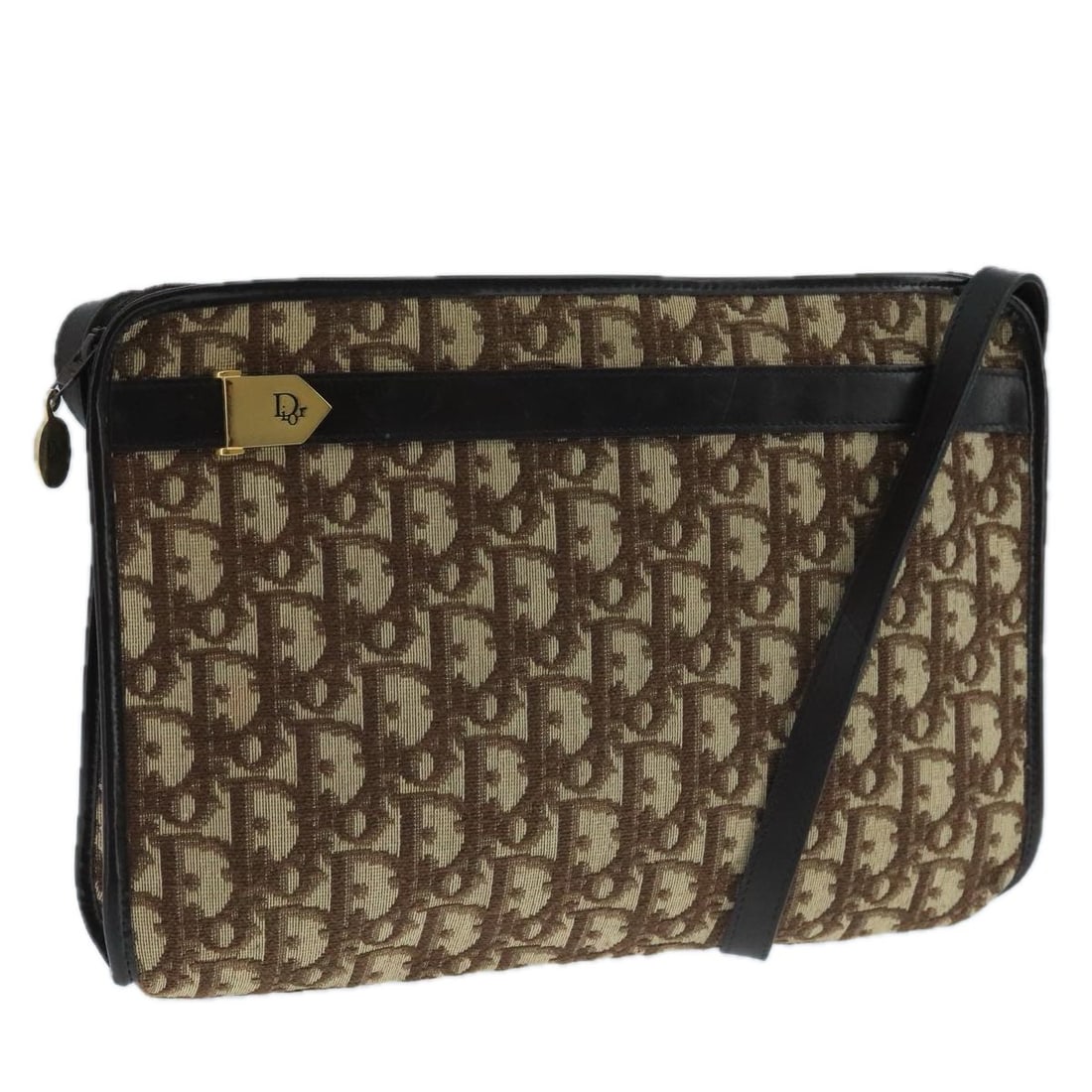 Christian Dior Vintage Canvas Trotter Shoulder Bag Brown: Christian Dior Vintage Canvas Trotter Shoulder Bag Brown This Christian Dior Vintage Trotter Shoulder Bag is crafted from brown canvas with leather accents. Designed for women, it features a shoulder