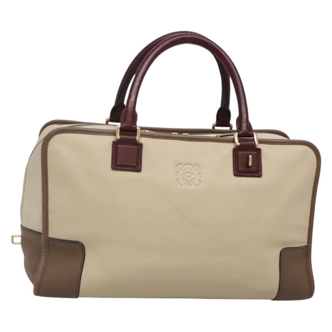 Beige Leather Loewe Amazona Handbag 36cm by 22cm by 14cm: Beige Leather Loewe Amazona Handbag 36cm by 22cm by 14cm This Loewe Amazona Bag is crafted from leather in a beige color, designed for women. It features metal fittings and multiple pockets. The bag s