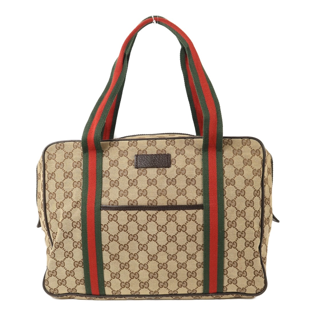 Brown GG Canvas Handbag from GUCCI with Silver Hardware: Brown GG Canvas Handbag from GUCCI with Silver Hardware This GUCCI handbag features the iconic GG canvas in a classic brown color. Designed with silver-tone hardware, it offers a spacious interior sui