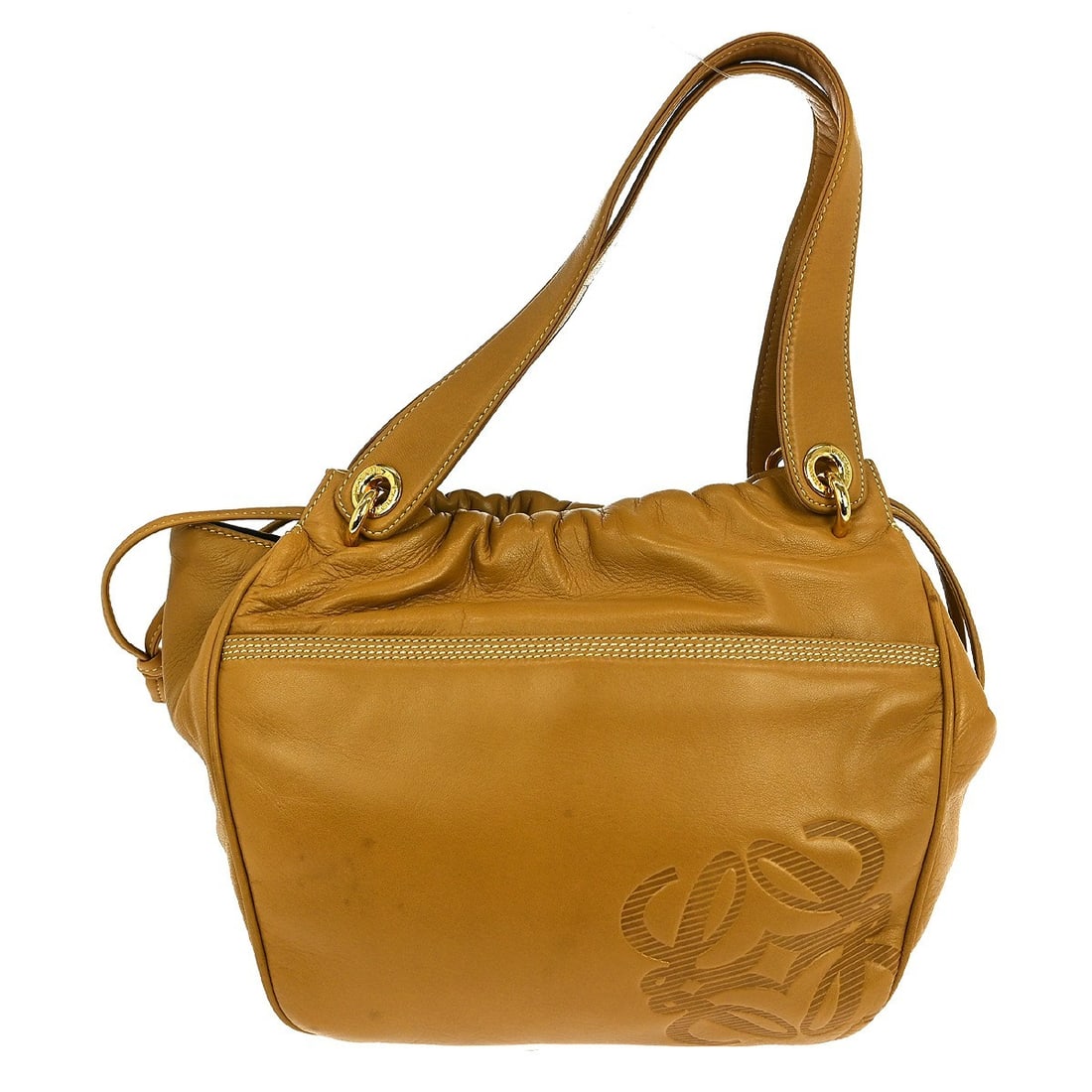 Loewe Amazona Small Brown Lambskin Top Handle Bag with Double Handles: Loewe Amazona Small Brown Lambskin Top Handle Bag with Double Handles Introducing the Loewe Brown Lambskin Handbag, an exquisite addition to your accessory collection. This stylish small top handle ba