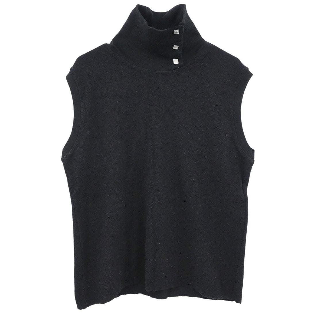 Black Knit Sleeveless Turtleneck Top Chanel Sport Line Size 42: Black Knit Sleeveless Turtleneck Top Chanel Sport Line Size 42 This Chanel Sport Line sleeveless top features a turtleneck design and is crafted from a comfortable knit blend of 90% nylon and 10% span