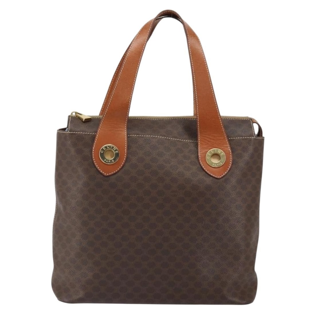 Vintage Celine Macadam Brown Canvas Leather Handbag 29cm x 25cm x 12cm (1 of 18)