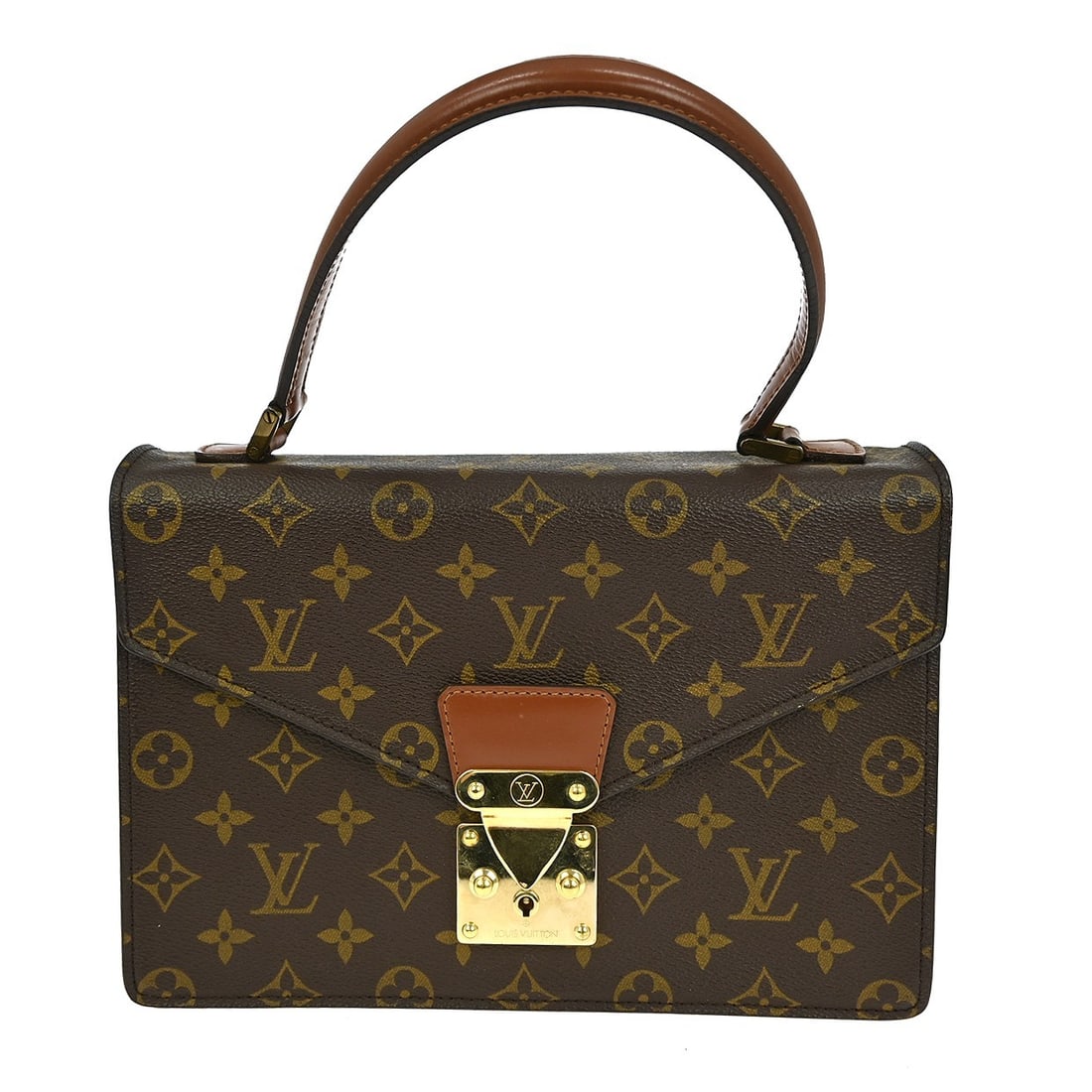 Louis Vuitton Concorde Monogram Canvas Top Handle Bag M51190: Louis Vuitton Concorde Monogram Canvas Top Handle Bag M51190 The Louis Vuitton Concorde handbag briefcase features the iconic monogram canvas exterior with brown top handles. This medium-sized vintage