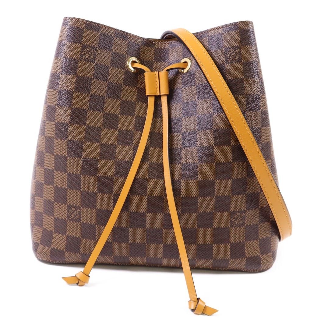 LOUIS VUITTON NeoNoe Shoulder Bag N40198 Damier Ebene Brown GHW: LOUIS VUITTON NeoNoe Shoulder Bag N40198 Damier Ebene Brown GHW Elevate your style with the Louis Vuitton NeoNoe Shoulder Bag, a stunning accessory crafted from durable PVC coated canvas in a rich bro