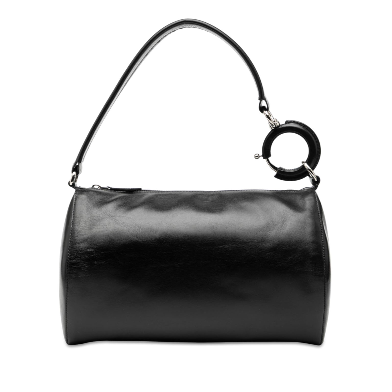 Black Rhombi Leather Shoulder Bag by Burberry with Zip Closure (1 of 8)