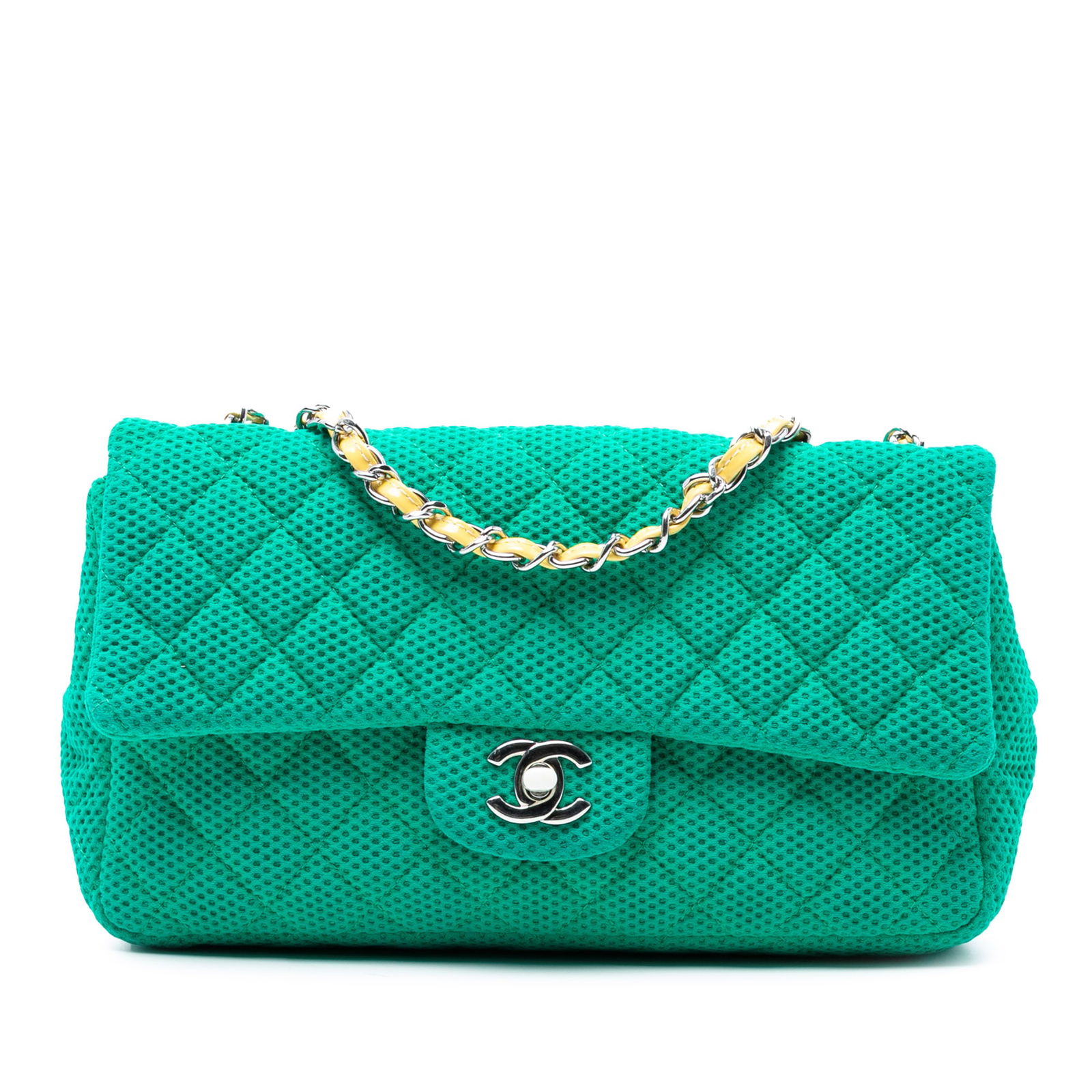 Green Chanel Medium Classic Quilted Neoprene Shoulder Bag Italy (1 of 7)