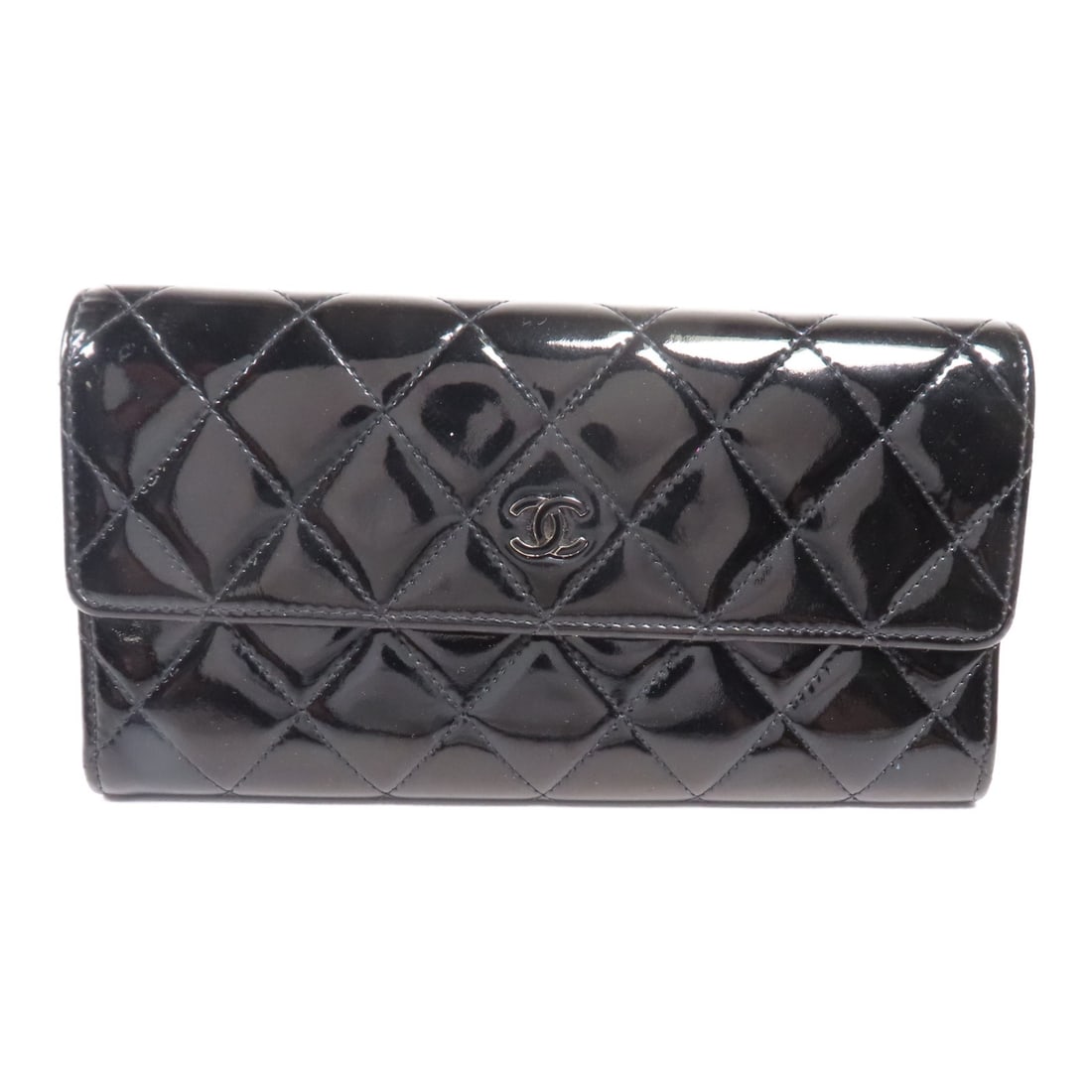 CHANEL Black Patent Leather Bifold Wallet France (1 of 15)