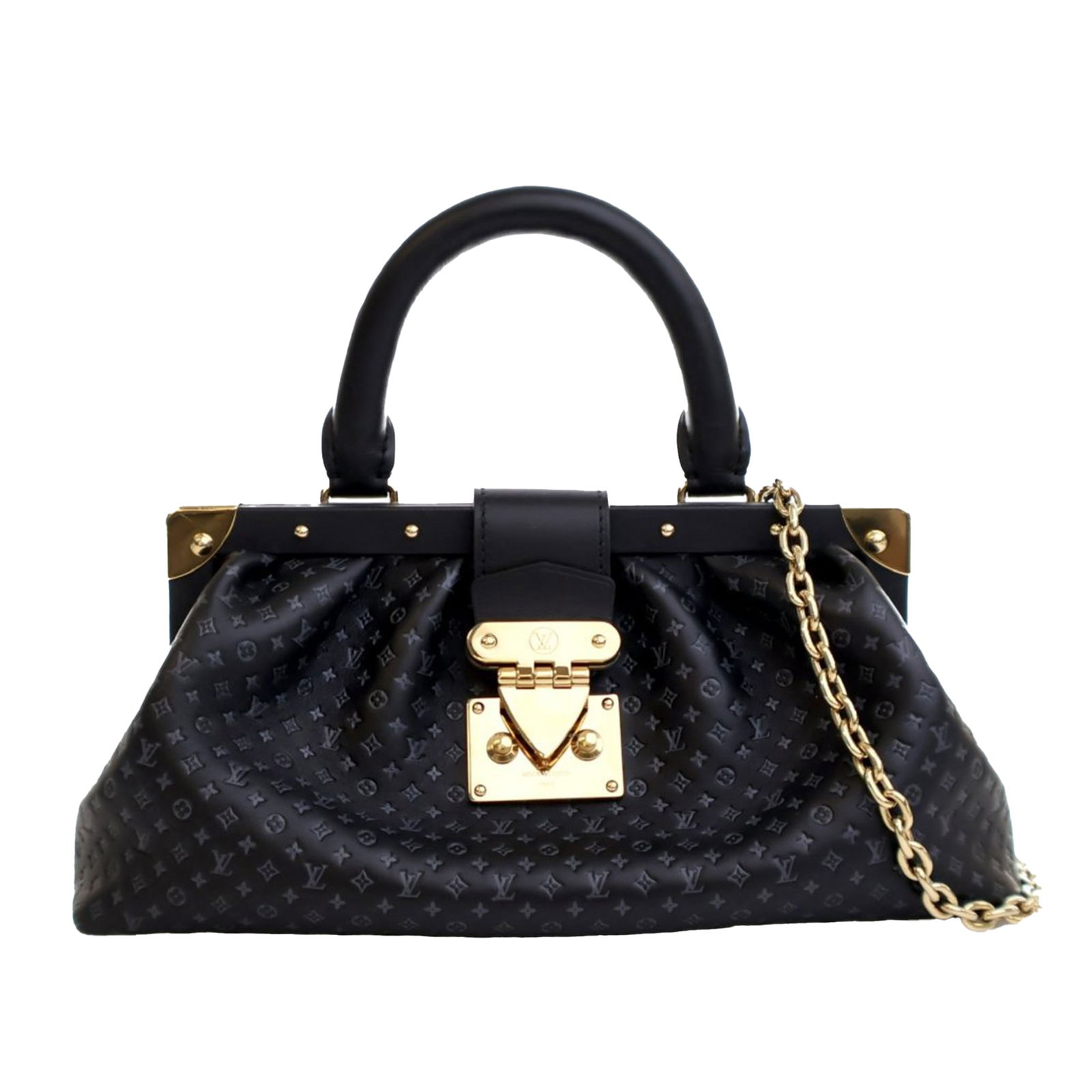 Louis Vuitton Black Leather Nanogram Satchel with Chain Strap (1 of 13)