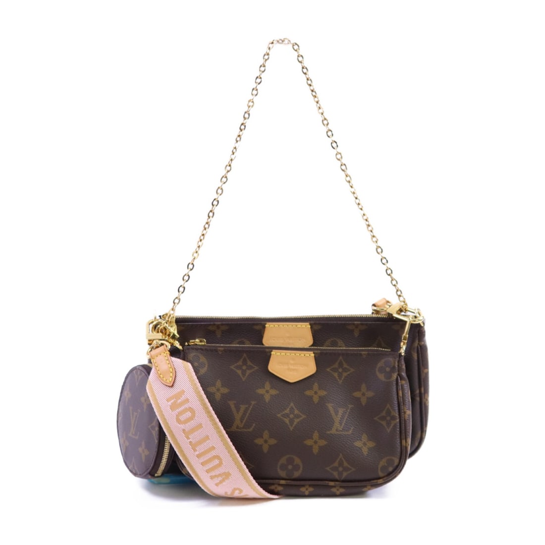 Louis Vuitton Multi Pochette Monogram Shoulder and Crossbody Bag M44840: Louis Vuitton Multi Pochette Monogram Shoulder and Crossbody Bag M44840 This Louis Vuitton Multi Pochette Accessoires is a versatile shoulder bag crafted from brown PVC coated canvas in the iconic Mon