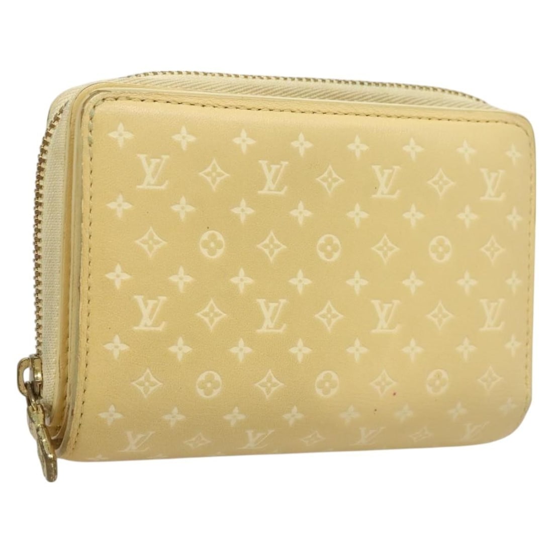 Beige Leather Lou Wallet by Louis Vuitton Compact Size: Beige Leather Lou Wallet by Louis Vuitton Compact Size The Louis Vuitton Lou Wallet in beige nanogram leather is designed for women and features a compact, elegant style. It has visible surface wear i