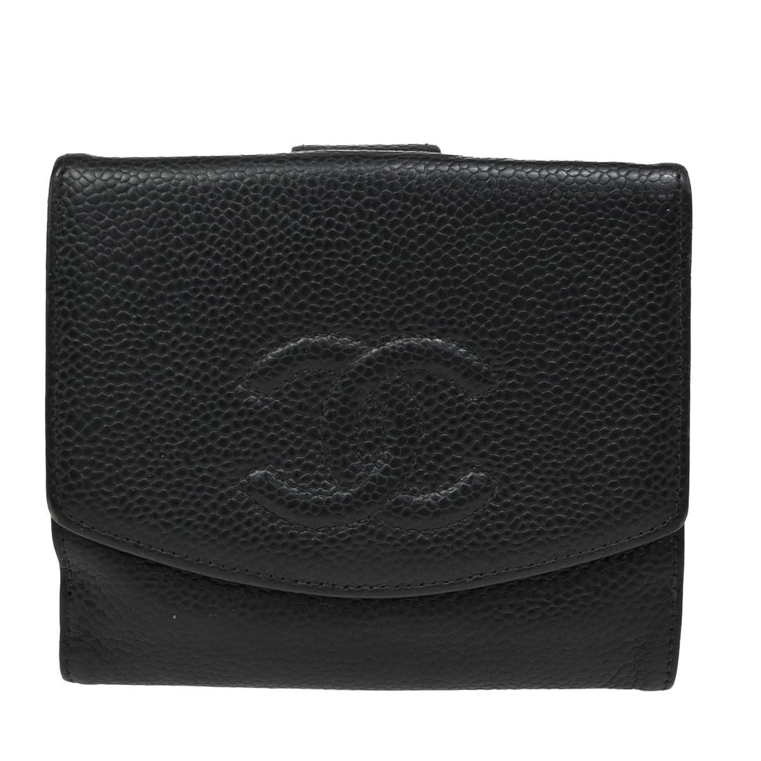 Chanel Vintage Timeless Calfskin Wallet Bifold Black 11cm by 9cm: Chanel Vintage Timeless Calfskin Wallet Bifold Black 11cm by 9cm This vintage Chanel Timeless bifold wallet is crafted from black calfskin leather, designed for women. It features a classic bifold sty