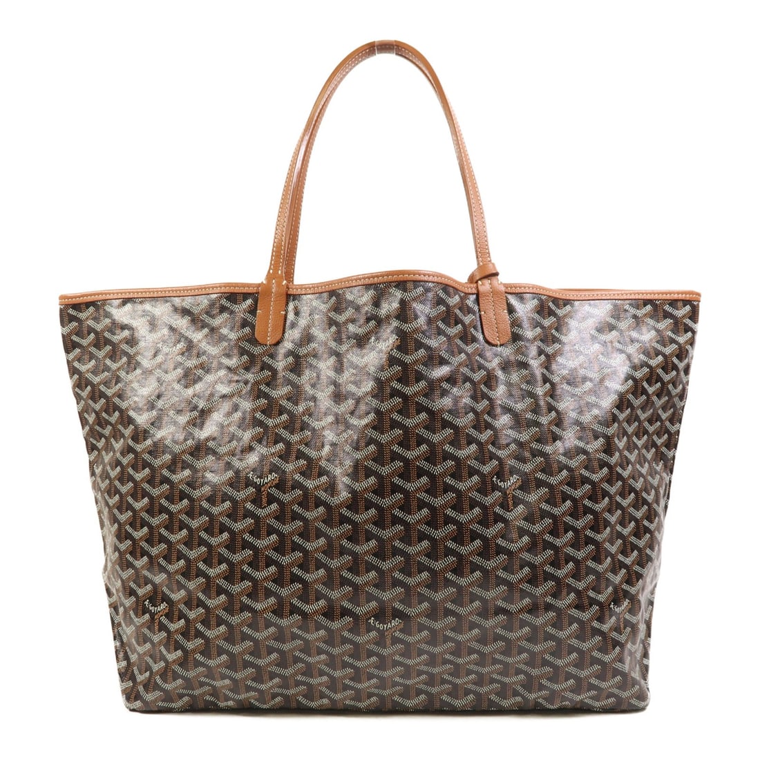 Saint Louis GM Brown Coated Canvas Shoulder Tote by Goyard: Saint Louis GM Brown Coated Canvas Shoulder Tote by Goyard This Goyard Saint Louis GM shoulder tote bag is crafted from brown PVC coated canvas, featuring a spacious and practical design. Made in Fran