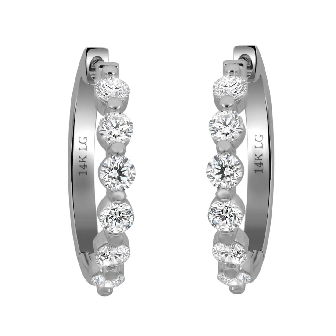 Rachel Koen 14K White Gold Huggie Earrings With Lab Grown Diamonds 1.04ctw: Rachel Koen 14K White Gold Huggie Earrings With Lab Grown Diamonds 1.04ctw These huggie earrings feature 1.04 carats total weight of lab-grown round cut diamonds, prong set in polished 14K white gold.