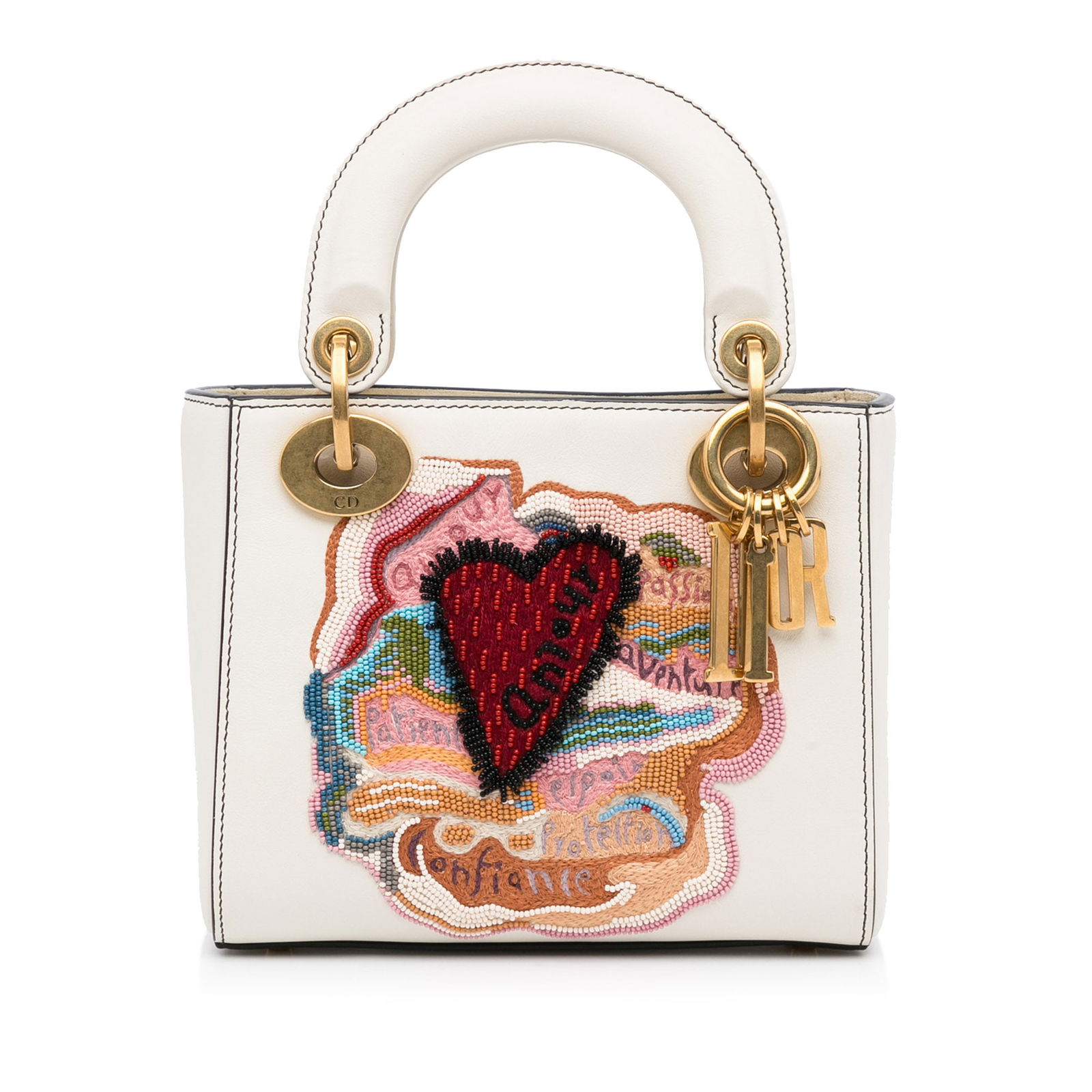 DiorAmour Niki De Saint Phalle Mini Leather Satchel White: DiorAmour Niki De Saint Phalle Mini Leather Satchel White Introducing the Niki De Saint Phalle Mini Calfskin Dioramour Lady Dior, a stunning satchel that embodies luxury and artistry. This exquisite